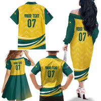 Australia 2024 Olympics Custom Family Matching Off The Shoulder Long Sleeve Dress and Hawaiian Shirt Rise of the Roos - Wonder Print Shop