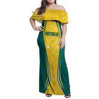 Australia 2024 Olympics Custom Family Matching Off Shoulder Maxi Dress and Hawaiian Shirt Rise of the Roos LT7 - Wonder Print Shop