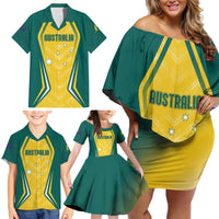Australia 2024 Olympics Custom Family Matching Off Shoulder Short Dress and Hawaiian Shirt Rise of the Roos LT7 - Wonder Print Shop