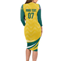 Australia 2024 Olympics Custom Long Sleeve Bodycon Dress Rise of the Roos - Wonder Print Shop