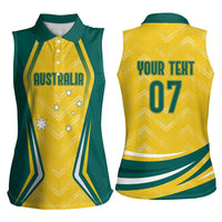 Australia 2024 Olympics Custom Women Sleeveless Polo Shirt Rise of the Roos - Wonder Print Shop