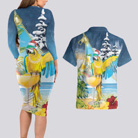 Funny Tropical Christmas Couples Matching Long Sleeve Bodycon Dress and Hawaiian Shirt Tis The Season To Get Tipsy LT7 - Wonder Print Shop