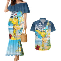 Funny Tropical Christmas Couples Matching Mermaid Dress and Hawaiian Shirt Tis The Season To Get Tipsy LT7 - Wonder Print Shop