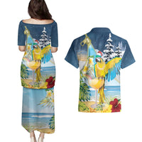 Funny Tropical Christmas Couples Matching Puletasi and Hawaiian Shirt Tis The Season To Get Tipsy LT7 - Wonder Print Shop
