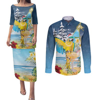 Funny Tropical Christmas Couples Matching Puletasi and Long Sleeve Button Shirt Tis The Season To Get Tipsy LT7 - Wonder Print Shop