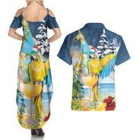 Funny Tropical Christmas Couples Matching Summer Maxi Dress and Hawaiian Shirt Tis The Season To Get Tipsy LT7 - Wonder Print Shop