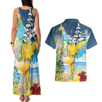 Funny Tropical Christmas Couples Matching Tank Maxi Dress and Hawaiian Shirt Tis The Season To Get Tipsy LT7 - Wonder Print Shop