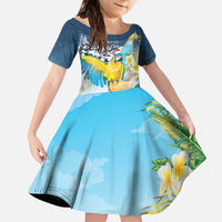 Funny Tropical Christmas Family Matching Off The Shoulder Long Sleeve Dress and Hawaiian Shirt Tis The Season To Get Tipsy - Wonder Print Shop