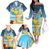 Funny Tropical Christmas Family Matching Off The Shoulder Long Sleeve Dress and Hawaiian Shirt Tis The Season To Get Tipsy - Wonder Print Shop
