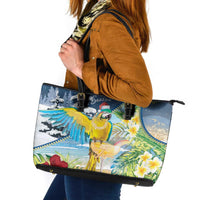 Funny Tropical Christmas Leather Tote Bag Tis The Season To Get Tipsy - Wonder Print Shop