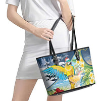 Funny Tropical Christmas Leather Tote Bag Tis The Season To Get Tipsy - Wonder Print Shop