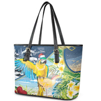 Funny Tropical Christmas Leather Tote Bag Tis The Season To Get Tipsy - Wonder Print Shop