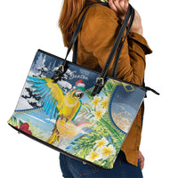 Funny Tropical Christmas Leather Tote Bag Tis The Season To Get Tipsy - Wonder Print Shop