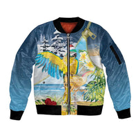 Funny Tropical Christmas Sleeve Zip Bomber Jacket Tis The Season To Get Tipsy - Wonder Print Shop