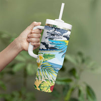 Funny Tropical Christmas Tumbler With Handle Tis The Season To Get Tipsy - Wonder Print Shop