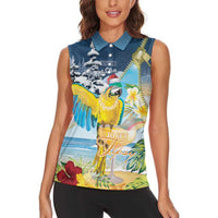 Funny Tropical Christmas Women Sleeveless Polo Shirt Tis The Season To Get Tipsy - Wonder Print Shop
