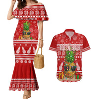 Hawaii Pineapple Christmas Couples Matching Mermaid Dress and Hawaiian Shirt Mele Kalikimaka LT7 - Wonder Print Shop