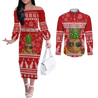 hawaii-pineapple-christmas-couples-matching-off-the-shoulder-long-sleeve-dress-and-long-sleeve-button-shirt-mele-kalikimaka