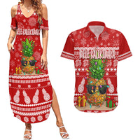 Hawaii Pineapple Christmas Couples Matching Summer Maxi Dress and Hawaiian Shirt Mele Kalikimaka LT7 - Wonder Print Shop