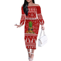Hawaii Pineapple Christmas Family Matching Off Shoulder Long Sleeve Dress and Hawaiian Shirt Mele Kalikimaka - Wonder Print Shop