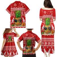 Hawaii Pineapple Christmas Family Matching Puletasi Dress and Hawaiian Shirt Mele Kalikimaka - Wonder Print Shop
