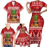 Hawaii Pineapple Christmas Family Matching Short Sleeve Bodycon Dress and Hawaiian Shirt Mele Kalikimaka - Wonder Print Shop