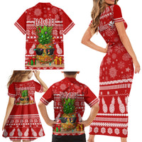Hawaii Pineapple Christmas Family Matching Short Sleeve Bodycon Dress and Hawaiian Shirt Mele Kalikimaka - Wonder Print Shop