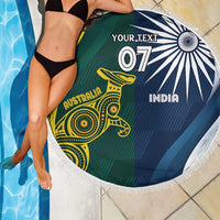 Custom India and Australia Cricket Beach Blanket Special Half-Half Mix LT7 - Wonder Print Shop