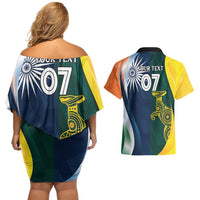 Custom India and Australia Cricket Couples Matching Off Shoulder Short Dress and Hawaiian Shirt Special Half-Half Mix LT7 - Wonder Print Shop