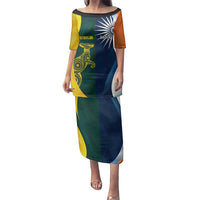 Custom India and Australia Cricket Family Matching Puletasi and Hawaiian Shirt Special Half-Half Mix - Wonder Print Shop