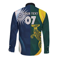 Custom India and Australia Cricket Long Sleeve Button Shirt Special Half-Half Mix - Wonder Print Shop