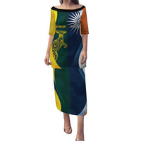 Custom India and Australia Cricket Puletasi Special Half-Half Mix - Wonder Print Shop