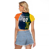 Custom India and Australia Cricket Raglan Cropped T Shirt Special Half-Half Mix - Wonder Print Shop