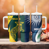 Custom India and Australia Cricket Tumbler With Handle Special Half-Half Mix - Wonder Print Shop