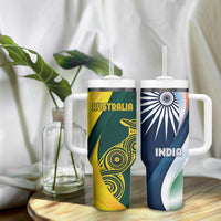 Custom India and Australia Cricket Tumbler With Handle Special Half-Half Mix - Wonder Print Shop
