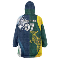 Custom India and Australia Cricket Wearable Blanket Hoodie Special Half-Half Mix - Wonder Print Shop