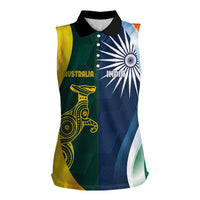 Custom India and Australia Cricket Women Sleeveless Polo Shirt Special Half-Half Mix - Wonder Print Shop