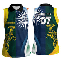 Custom India and Australia Cricket Women Sleeveless Polo Shirt Special Half-Half Mix - Wonder Print Shop