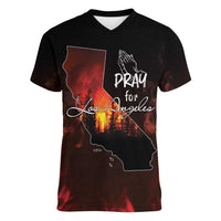 So-Cal Wildfire Women V-Neck T-Shirt LA Stay Strong - Wonder Print Shop