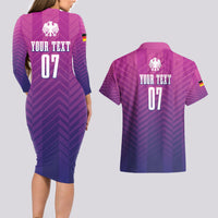 Germany Football Couples Matching Long Sleeve Bodycon Dress and Hawaiian Shirt Nationalelf Pink Revolution LT7 - Wonder Print Shop
