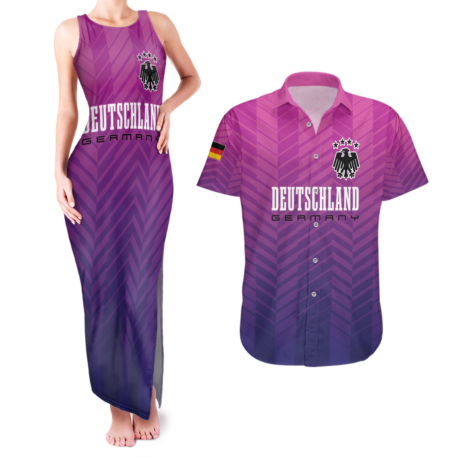 Germany Football Couples Matching Tank Maxi Dress and Hawaiian Shirt Nationalelf Pink Revolution