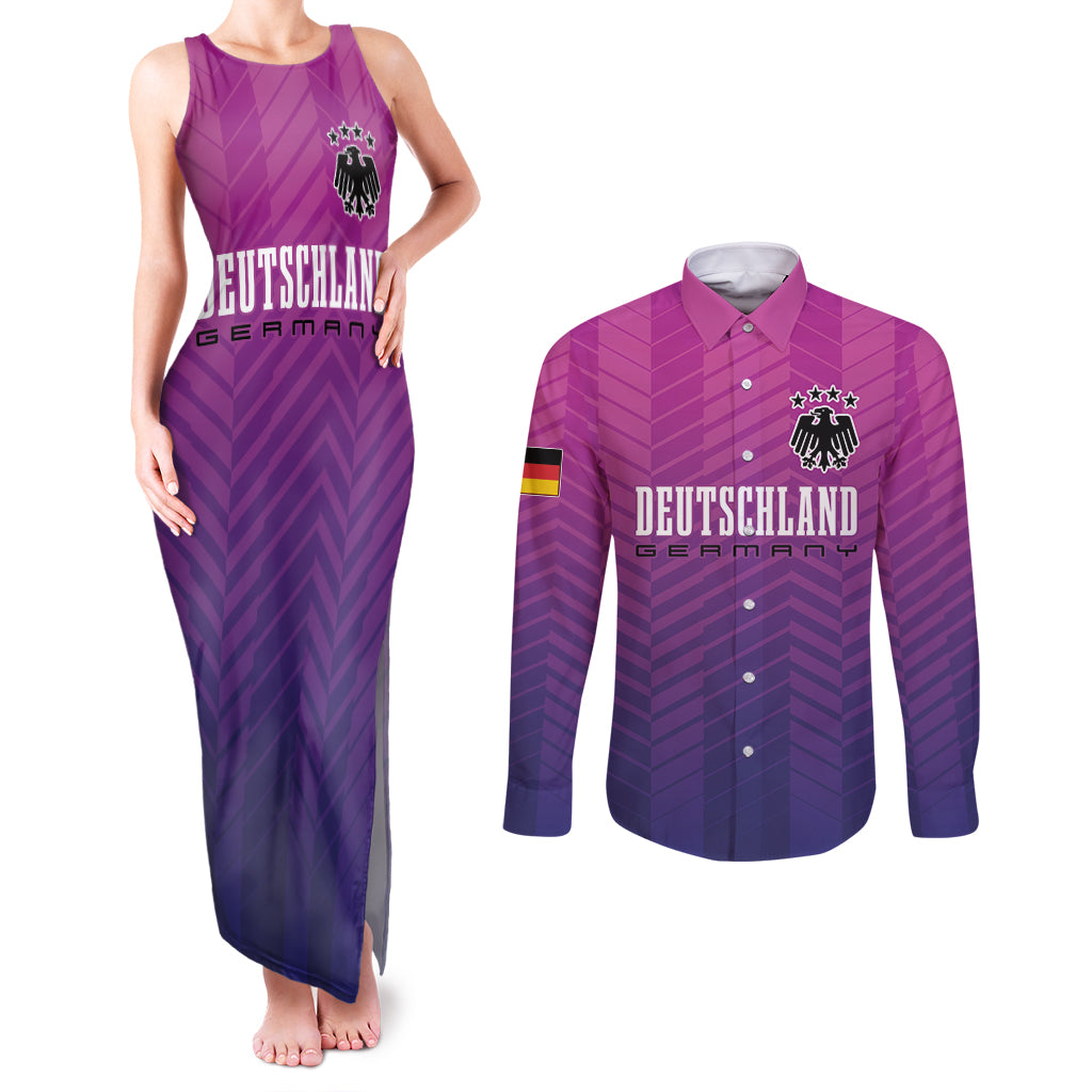 Germany Football Couples Matching Tank Maxi Dress and Long Sleeve Button Shirt Nationalelf Pink Revolution