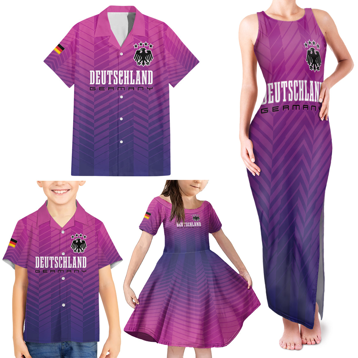 Germany Football Family Matching Tank Maxi Dress and Hawaiian Shirt Nationalelf Pink Revolution