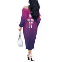 Germany Football Off The Shoulder Long Sleeve Dress Nationalelf Pink Revolution - Wonder Print Shop