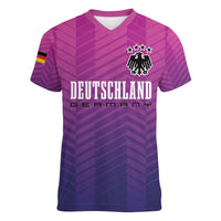Germany Football Women V-Neck T-Shirt Nationalelf Pink Revolution - Wonder Print Shop