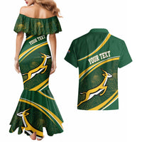 South Africa Rugby Personalized Bokke Couples Matching Mermaid Dress and Hawaiian Shirt Springboks - Stronger Together - Wonder Print Shop