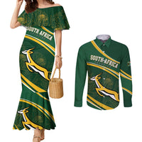 South Africa Rugby Personalized Bokke Couples Matching Mermaid Dress and Long Sleeve Button Shirt Springboks - Stronger Together - Wonder Print Shop