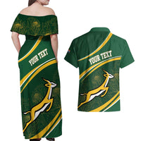 South Africa Rugby Personalized Bokke Couples Matching Off Shoulder Maxi Dress and Hawaiian Shirt Springboks - Stronger Together - Wonder Print Shop