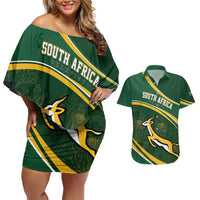 South Africa Rugby Personalized Bokke Couples Matching Off Shoulder Short Dress and Hawaiian Shirt Springboks - Stronger Together - Wonder Print Shop