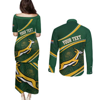 South Africa Rugby Personalized Bokke Couples Matching Puletasi and Long Sleeve Button Shirt Springboks - Stronger Together - Wonder Print Shop